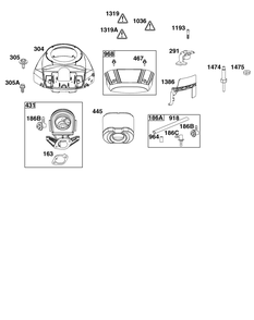 Blower Housing And Air Cleaner Group Diagram and Parts List for 44U877-0003-B5 400000 - 699999 Briggs and Stratton Engine